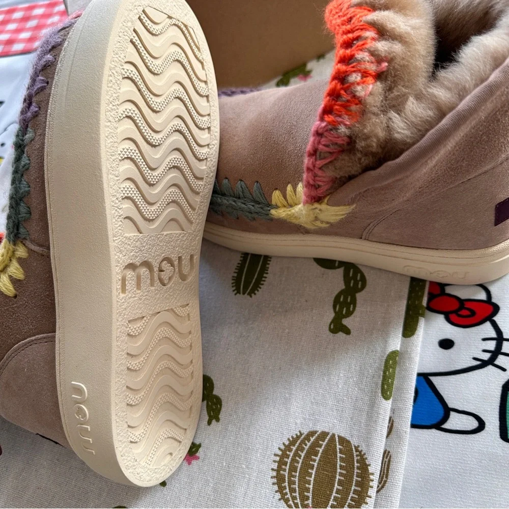 Mou Light Brown Patchwork Woven Snow Boots - Picture 5 of 7